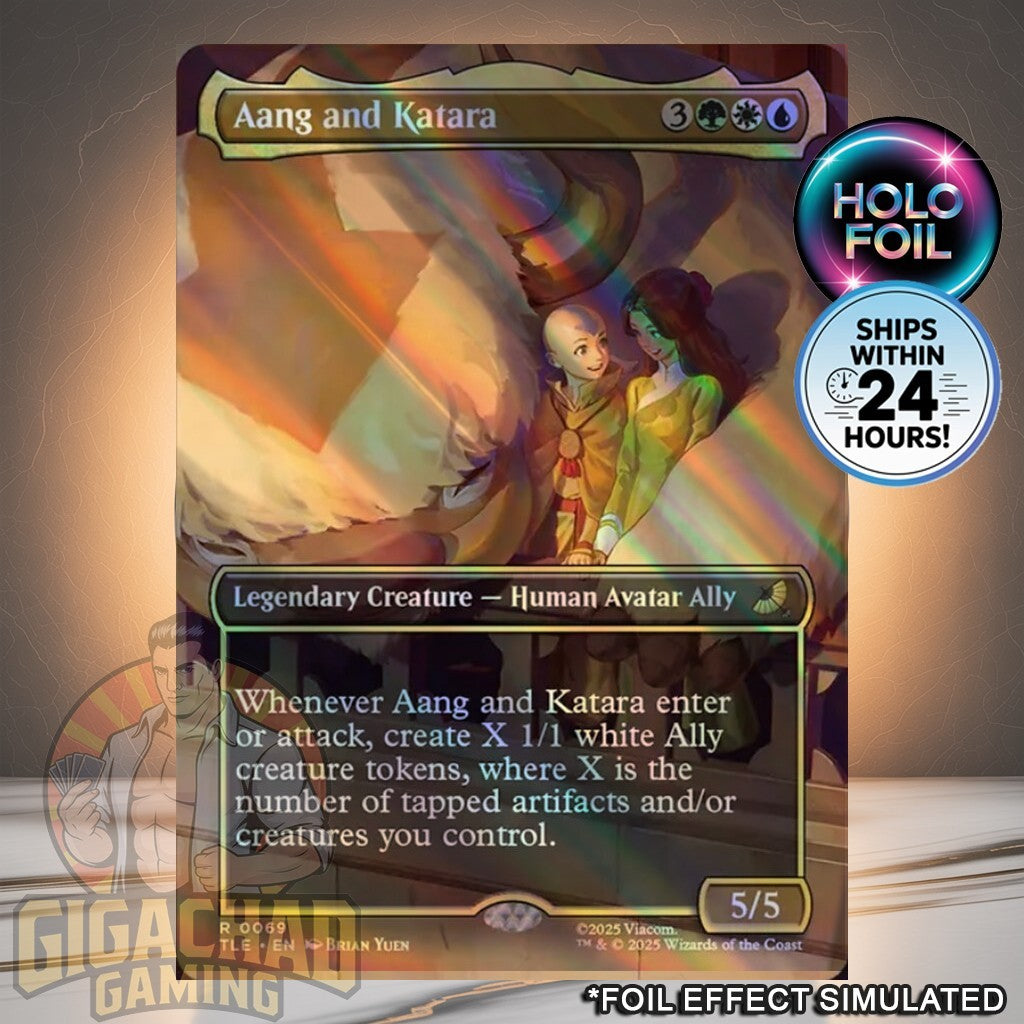 Aang and Katara (Borderless) ✨HOLO FOIL ✨ #69 - Avatar Eternal (TLE)
